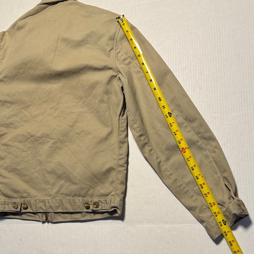 CARHARTT Vintage Detroit Jacket Unlined Made in USA American Script Logo Tan S - Picture 12 of 14